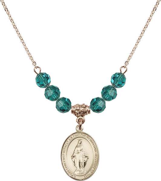 14kt Gold Filled Miraculous Birthstone Necklace with Zircon Beads - 8078