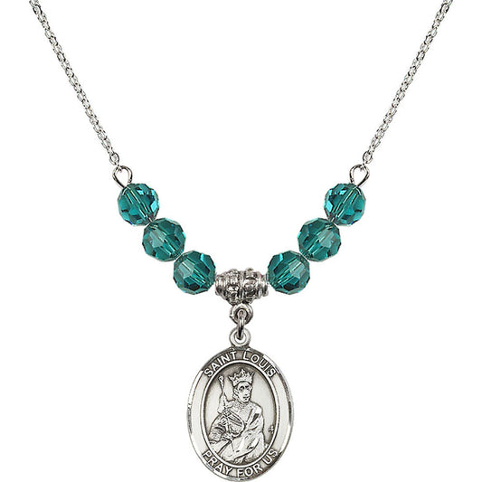 Sterling Silver Saint Louis Birthstone Necklace with Zircon Beads - 8081