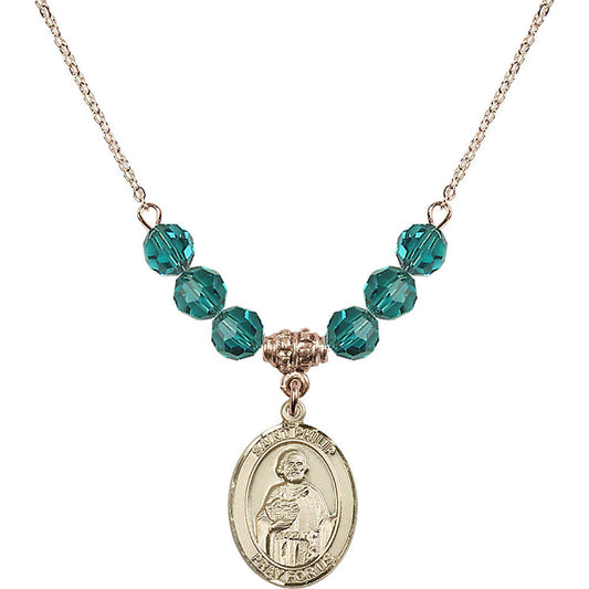 14kt Gold Filled Saint Philip the Apostle Birthstone Necklace with Zircon Beads - 8083