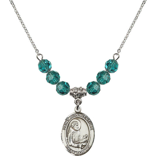 Sterling Silver Saint Bonaventure Birthstone Necklace with Zircon Beads - 8085