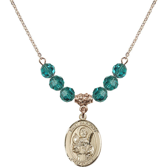 14kt Gold Filled Saint Raymond Nonnatus Birthstone Necklace with Zircon Beads - 8091