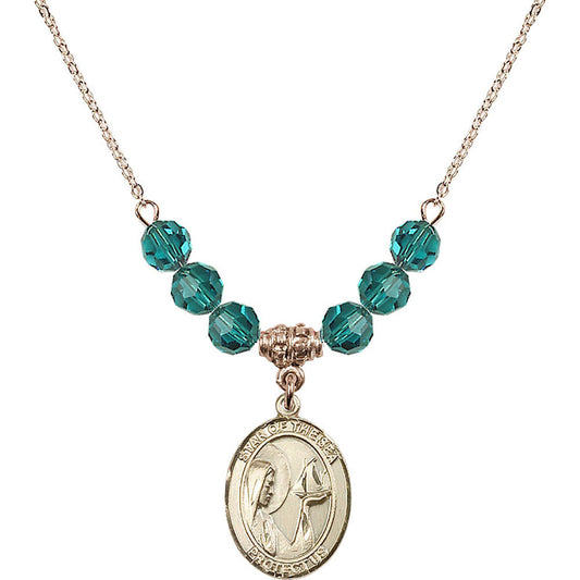 14kt Gold Filled Our Lady Star of the Sea Birthstone Necklace with Zircon Beads - 8101