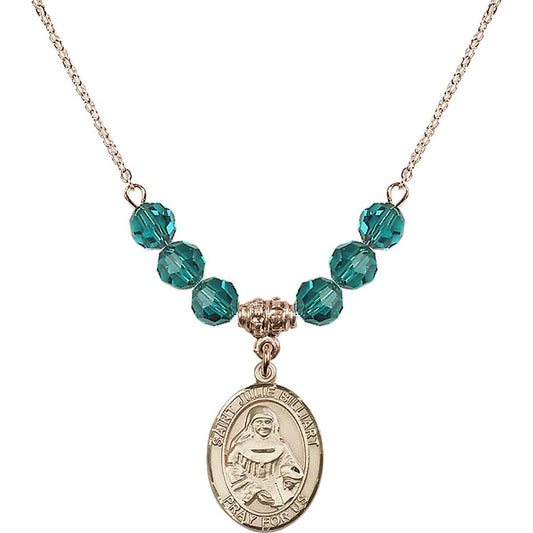 14kt Gold Filled Saint Julie Billiart Birthstone Necklace with Zircon Beads - 8117