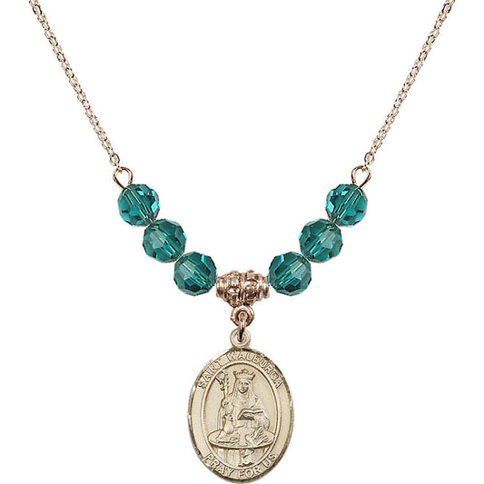 14kt Gold Filled Saint Walburga Birthstone Necklace with Zircon Beads - 8126