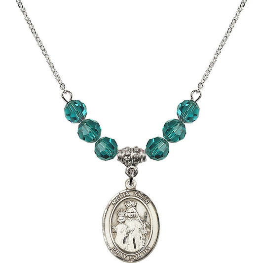 Sterling Silver Maria Stein Birthstone Necklace with Zircon Beads - 8133