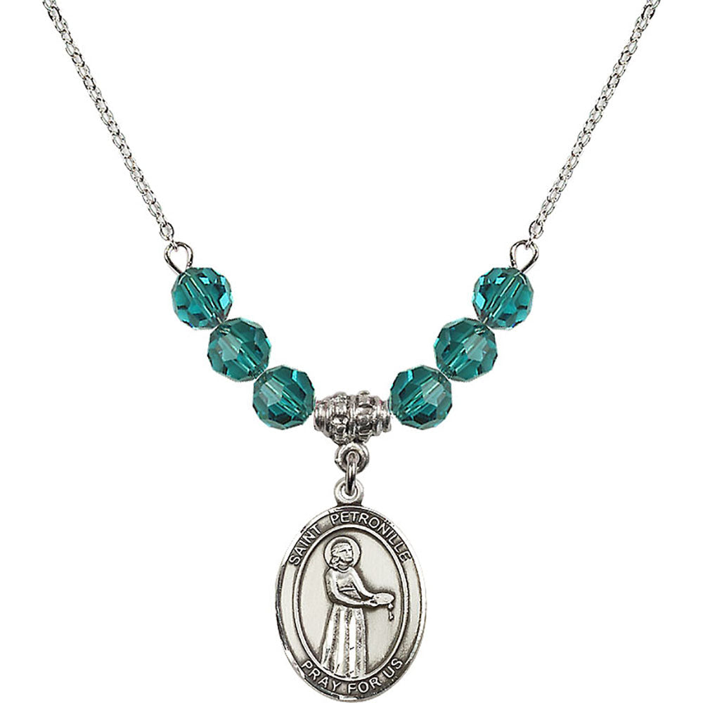 Sterling Silver Saint Petronille Birthstone Necklace with Zircon Beads - 8209