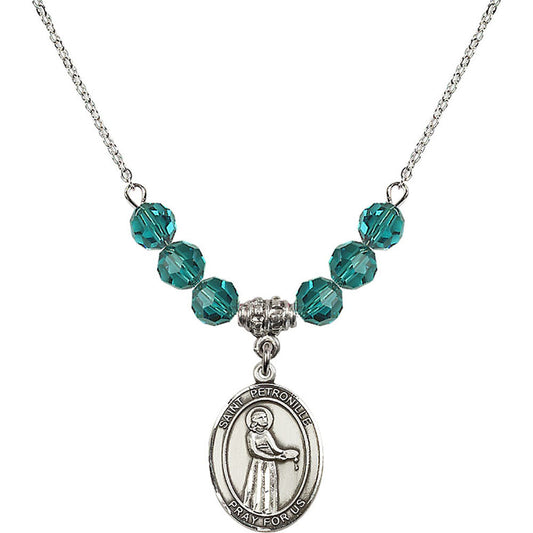 Sterling Silver Saint Petronille Birthstone Necklace with Zircon Beads - 8209