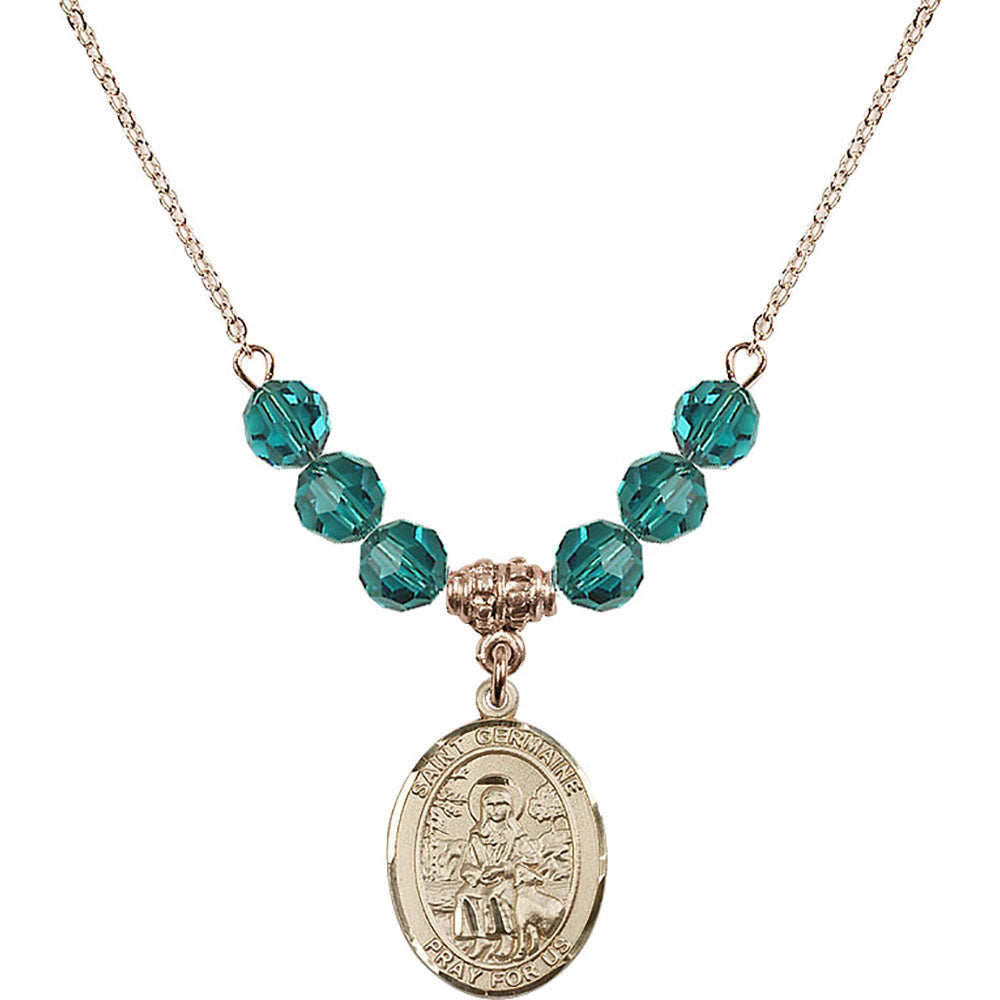 14kt Gold Filled Saint Germaine Cousin Birthstone Necklace with Zircon Beads - 8211