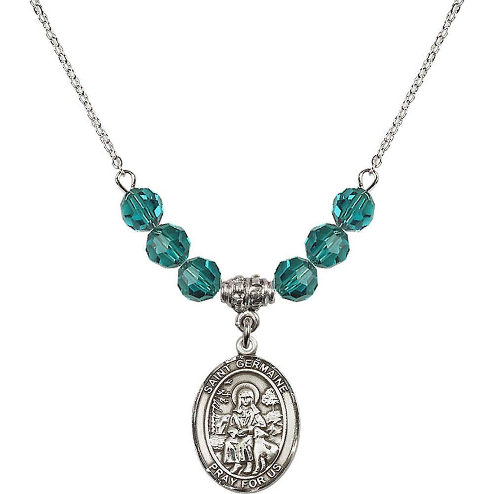 Sterling Silver Saint Germaine Cousin Birthstone Necklace with Zircon Beads - 8211