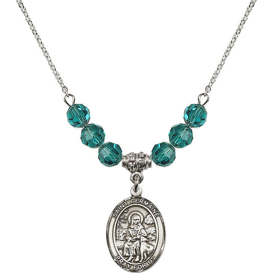 Sterling Silver Saint Germaine Cousin Birthstone Necklace with Zircon Beads - 8211