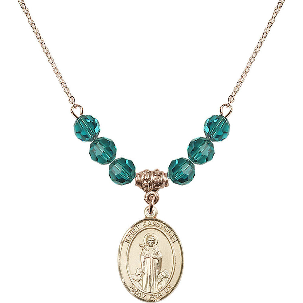 14kt Gold Filled Saint Barnabas Birthstone Necklace with Zircon Beads - 8216