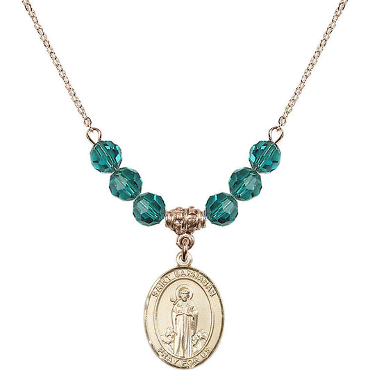 14kt Gold Filled Saint Barnabas Birthstone Necklace with Zircon Beads - 8216