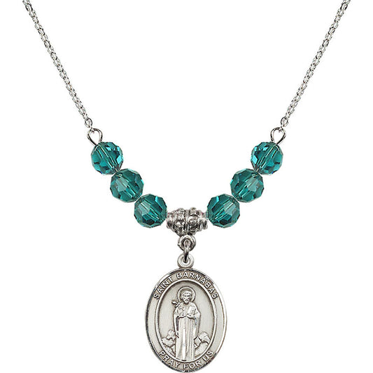 Sterling Silver Saint Barnabas Birthstone Necklace with Zircon Beads - 8216