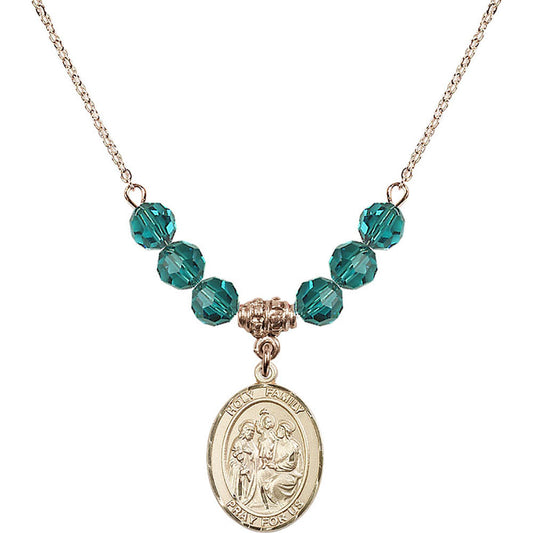 14kt Gold Filled Holy Family Birthstone Necklace with Zircon Beads - 8218