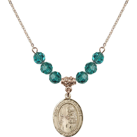 14kt Gold Filled San Juan de la Cruz Birthstone Necklace with Zircon Beads - 8232