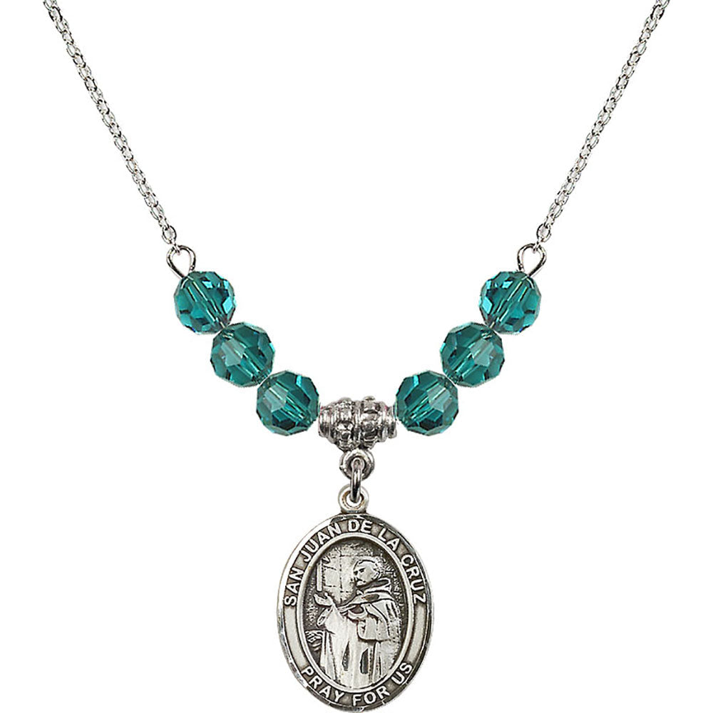 Sterling Silver San Juan de la Cruz Birthstone Necklace with Zircon Beads - 8232