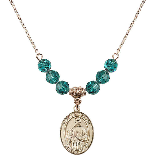 14kt Gold Filled Saint Placidus Birthstone Necklace with Zircon Beads - 8240