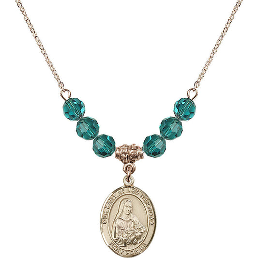 14kt Gold Filled Our Lady of the Railroad Birthstone Necklace with Zircon Beads - 8247