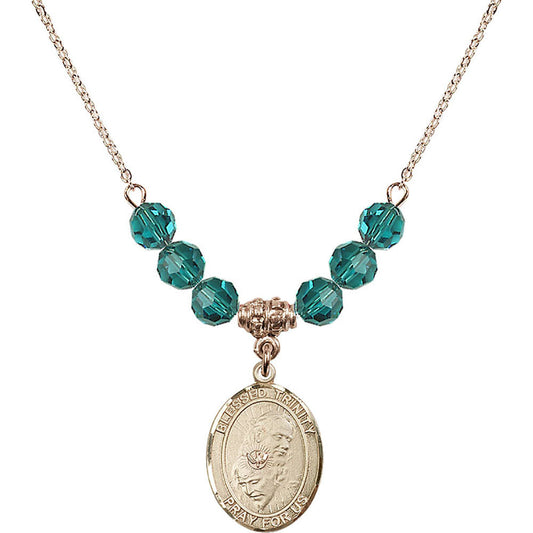 14kt Gold Filled Blessed Trinity Birthstone Necklace with Zircon Beads - 8249