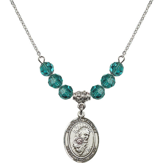 Sterling Silver Blessed Trinity Birthstone Necklace with Zircon Beads - 8249
