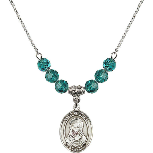 Sterling Silver Saint Rebecca Birthstone Necklace with Zircon Beads - 8252