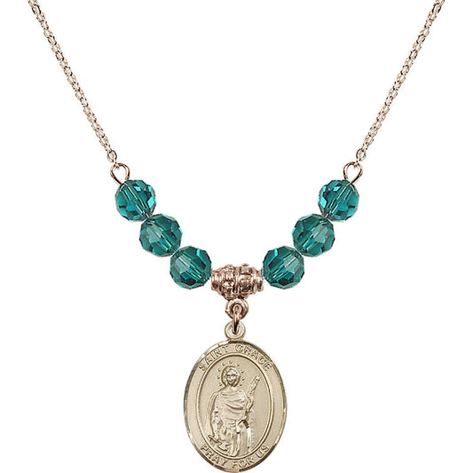 14kt Gold Filled Saint Grace Birthstone Necklace with Zircon Beads - 8255