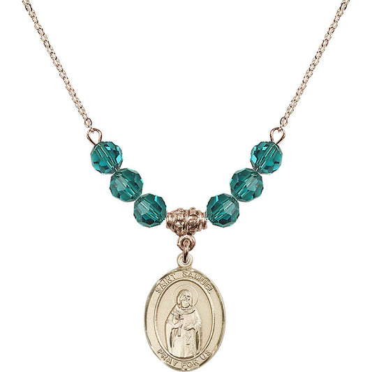 14kt Gold Filled Saint Samuel Birthstone Necklace with Zircon Beads - 8259