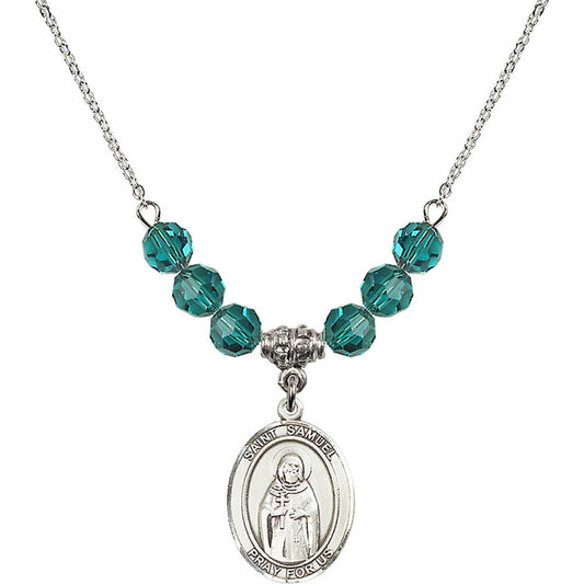 Sterling Silver Saint Samuel Birthstone Necklace with Zircon Beads - 8259