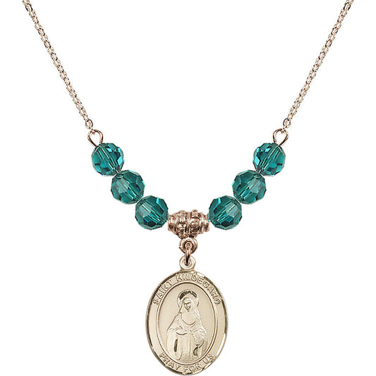 14kt Gold Filled Saint Hildegard von Bingen Birthstone Necklace with Zircon Beads - 8260
