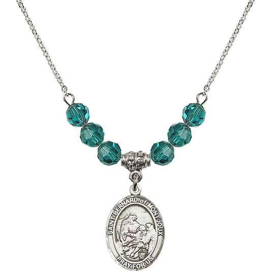 Sterling Silver Saint Bernard of Montjoux Birthstone Necklace with Zircon Beads - 8264