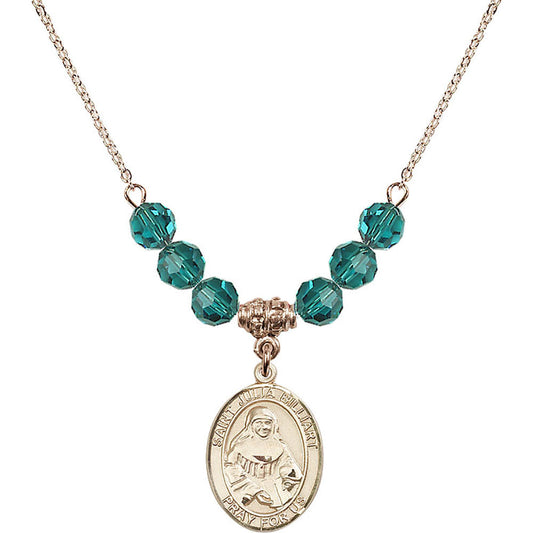 14kt Gold Filled Saint Julia Billiart Birthstone Necklace with Zircon Beads - 8267