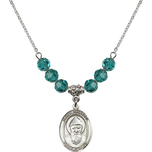 Sterling Silver Saint Sharbel Birthstone Necklace with Zircon Beads - 8271