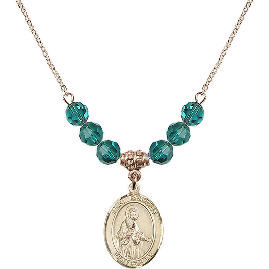 14kt Gold Filled Saint Remigius of Reims Birthstone Necklace with Zircon Beads - 8274
