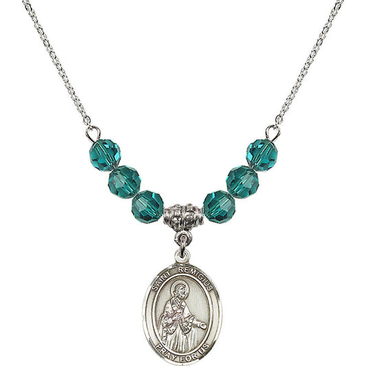 Sterling Silver Saint Remigius of Reims Birthstone Necklace with Zircon Beads - 8274