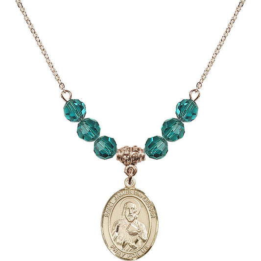 14kt Gold Filled Saint James the Lesser Birthstone Necklace with Zircon Beads - 8277