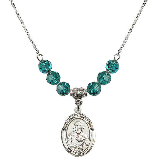 Sterling Silver Saint James the Lesser Birthstone Necklace with Zircon Beads - 8277