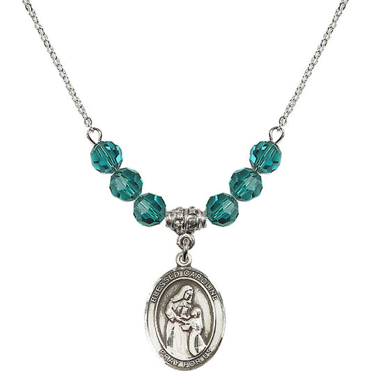 Sterling Silver Blessed Caroline Gerhardinger Birthstone Necklace with Zircon Beads - 8281