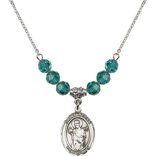 Sterling Silver Saint Aedan of Ferns Birthstone Necklace with Zircon Beads - 8293