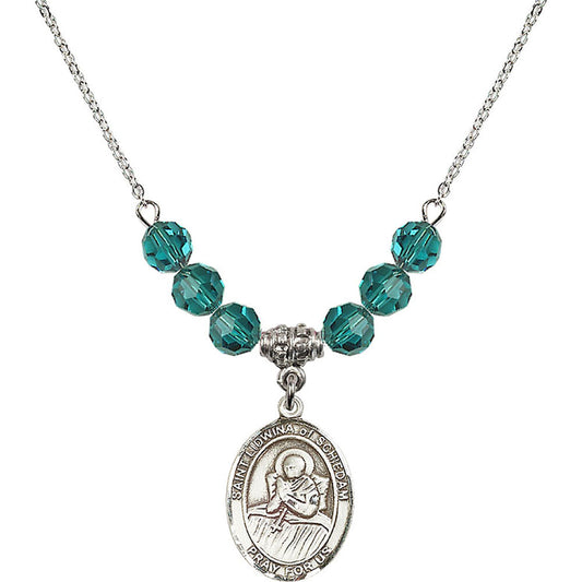 Sterling Silver Saint Lidwina of Schiedam Birthstone Necklace with Zircon Beads - 8297