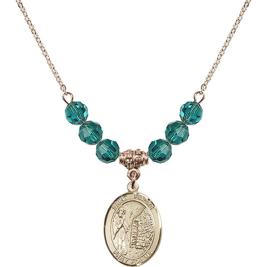 14kt Gold Filled Saint Fiacre Birthstone Necklace with Zircon Beads - 8298