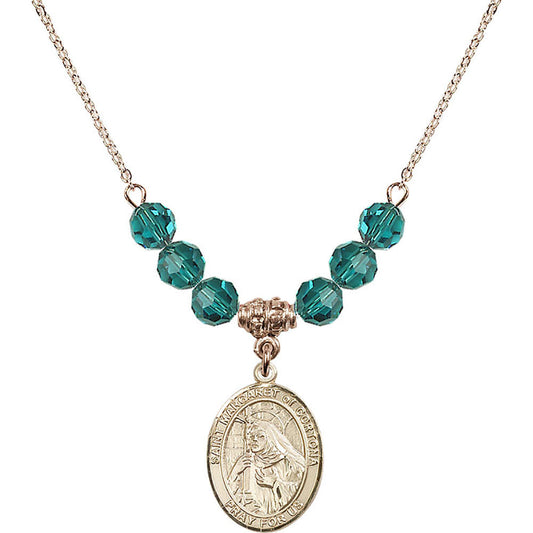 14kt Gold Filled Saint Margaret of Cortona Birthstone Necklace with Zircon Beads - 8301