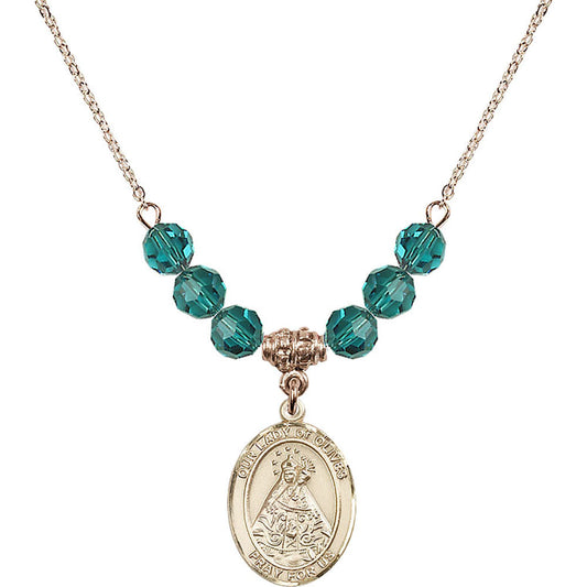 14kt Gold Filled Our Lady of Olives Birthstone Necklace with Zircon Beads - 8303