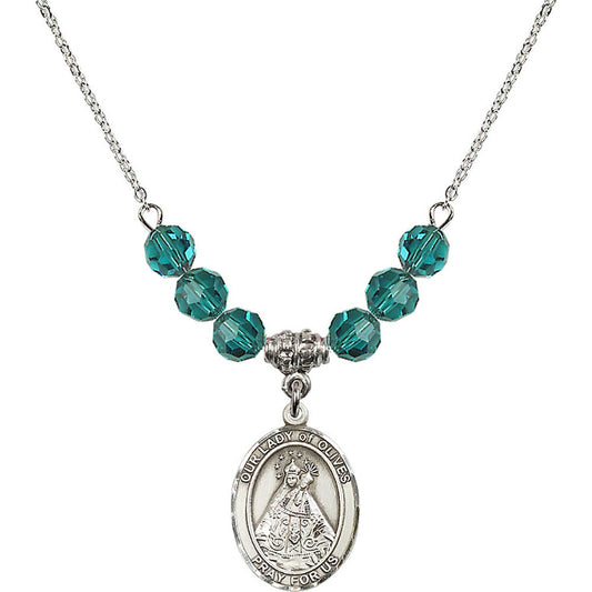 Sterling Silver Our Lady of Olives Birthstone Necklace with Zircon Beads - 8303