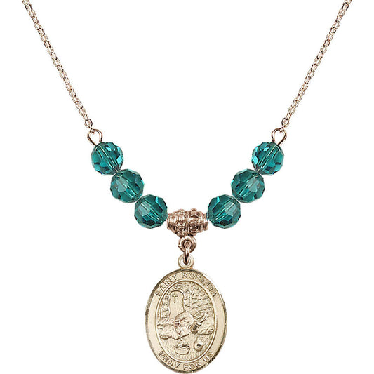 14kt Gold Filled Saint Rosalia Birthstone Necklace with Zircon Beads - 8309