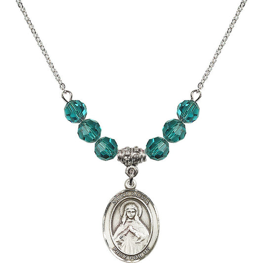 Sterling Silver Saint Olivia Birthstone Necklace with Zircon Beads - 8312