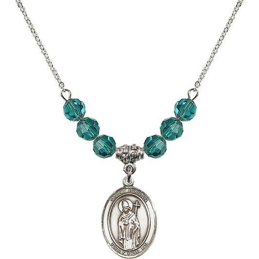 Sterling Silver Saint Ronan Birthstone Necklace with Zircon Beads - 8315