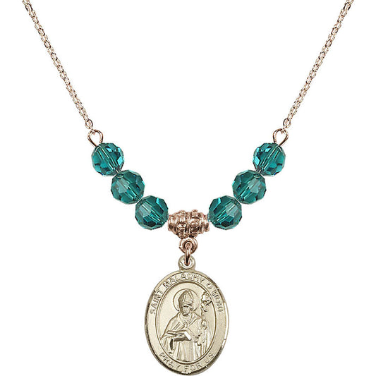 14kt Gold Filled Saint Malachy O'More Birthstone Necklace with Zircon Beads - 8316