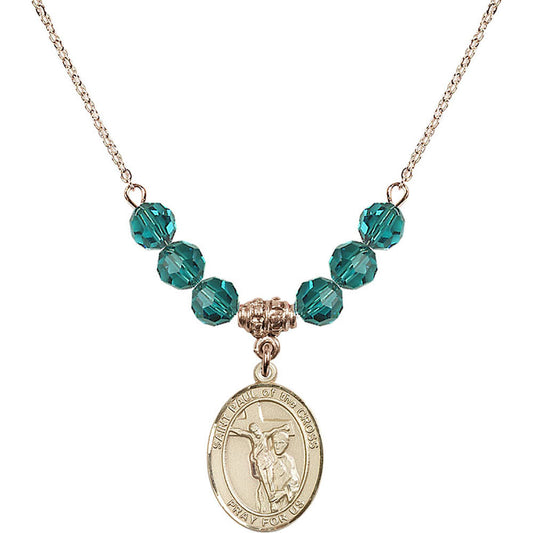 14kt Gold Filled Saint Paul of the Cross Birthstone Necklace with Zircon Beads - 8318