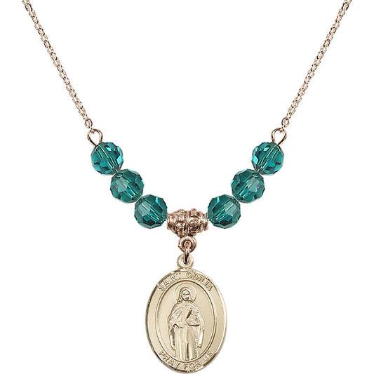 14kt Gold Filled Saint Odilia Birthstone Necklace with Zircon Beads - 8319