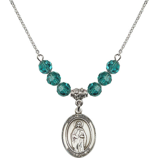 Sterling Silver Saint Odilia Birthstone Necklace with Zircon Beads - 8319